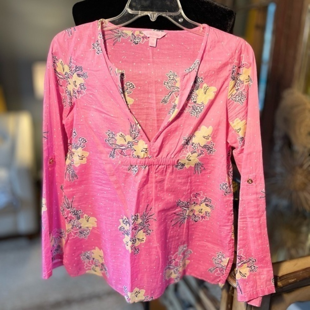 Lilly Pulitzer Blouse Shirt Top. Pink cotton Sz XS